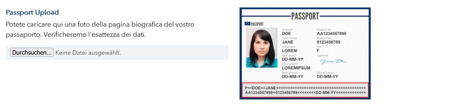 Scaricamento del passaporto